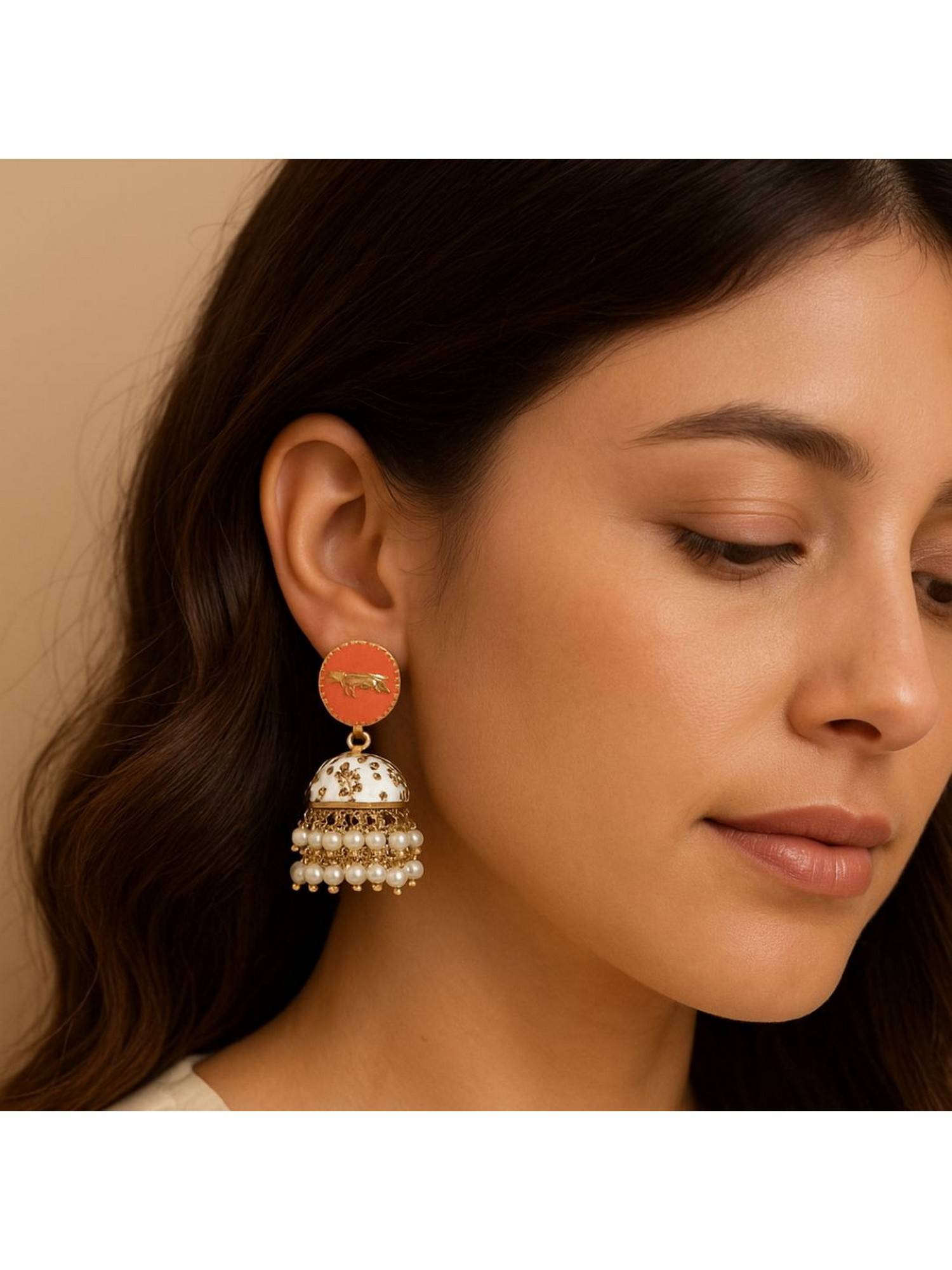 Bdiva Gold Plated Enamel Jhumki Earrings