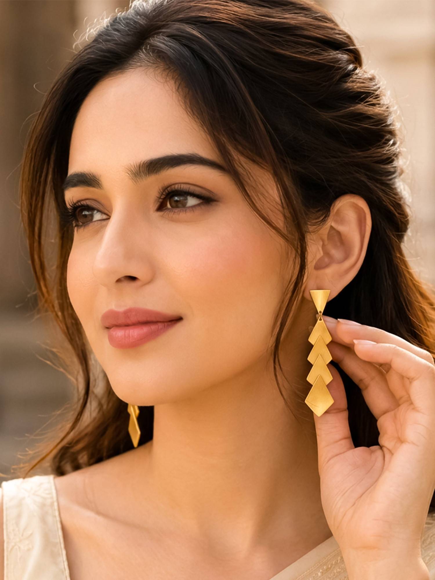 Bdiva Gold Plated Geometric Earrings