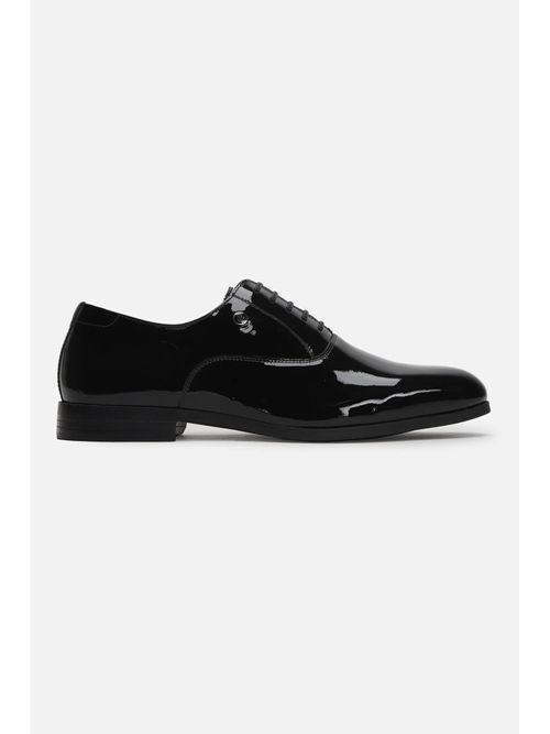 Louis Philippe Men Black Leather Lace Up Oxfords