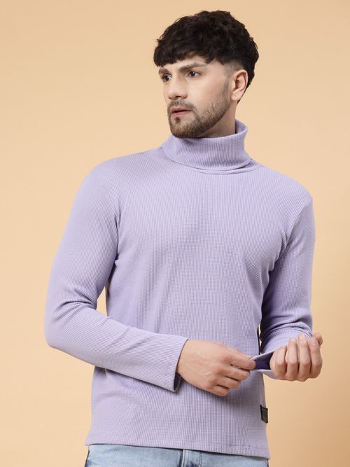 Rare Rabbit White Wool Turtleneck Pastel Purple Sweater Men Rare