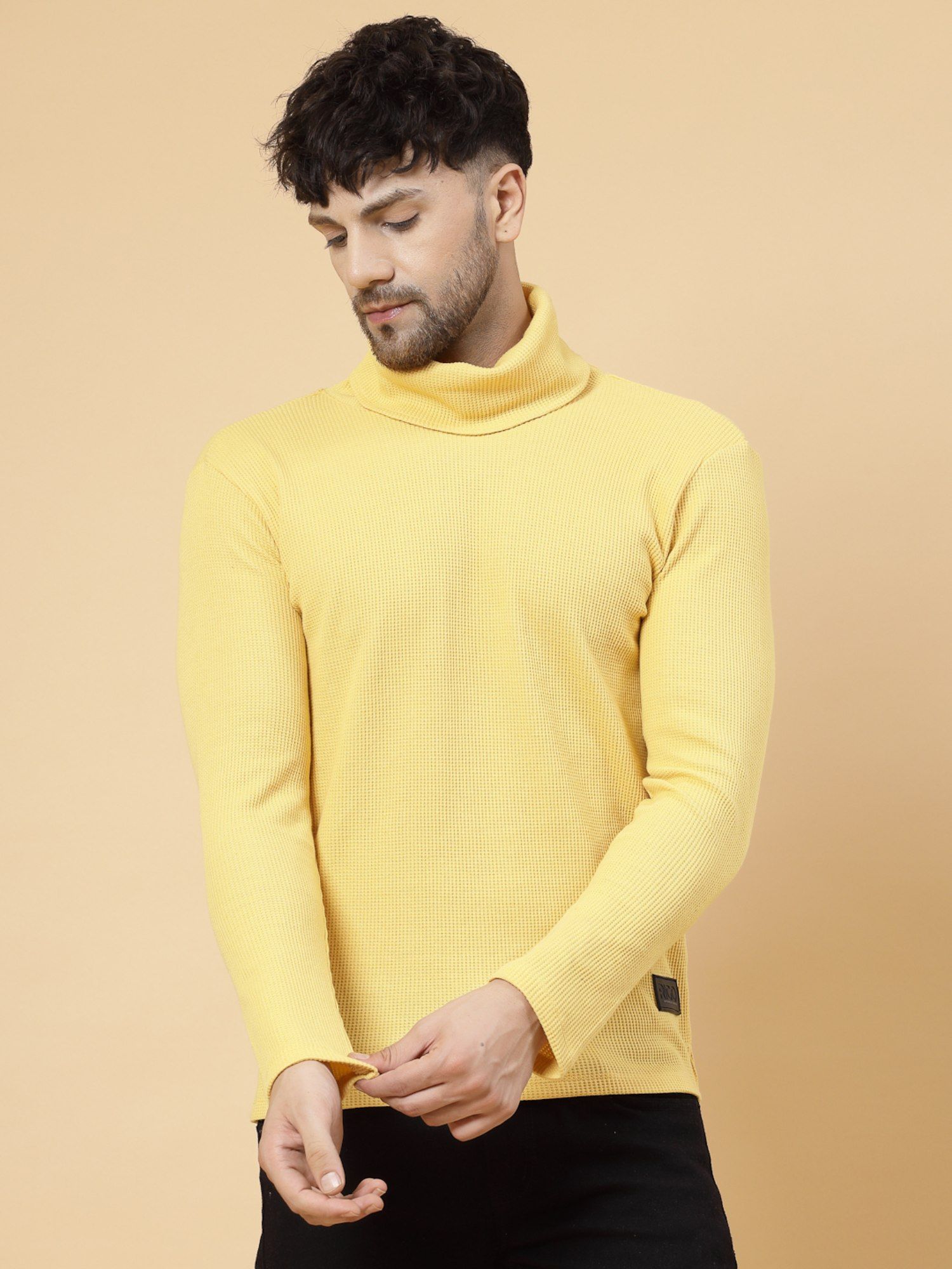 Mens yellow turtleneck shirts best sale