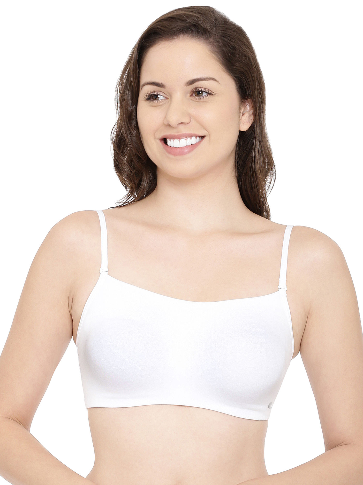 Enamor A022 Basic Cotton Cami With Detachable Straps Bra -Non-Padded  Wirefree High Coverage - White