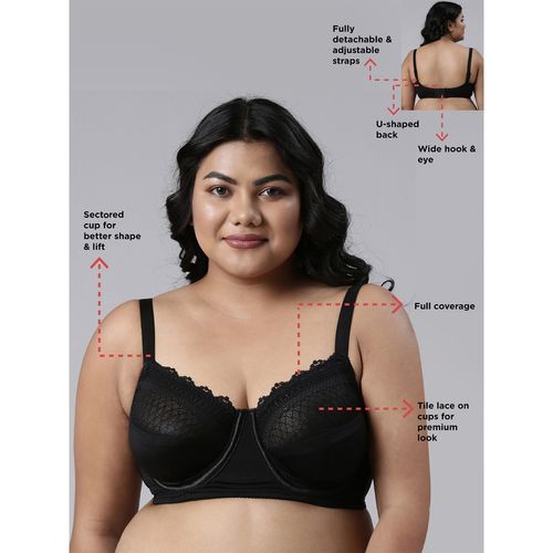 Enamor F126 Non-Padded Wired Full Coverage Lace Bra (38G)