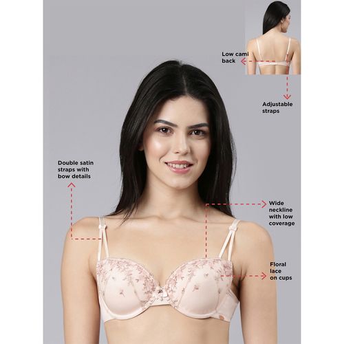 Enamor F127, LUXE LACE BRA, PADDED WIRED MEDIUM COVERAGE - Silver Lilac /  32B