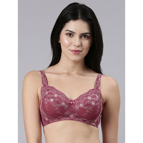 Enamor Women's Non Padded Non Wired Full Support Classic Lace Bra