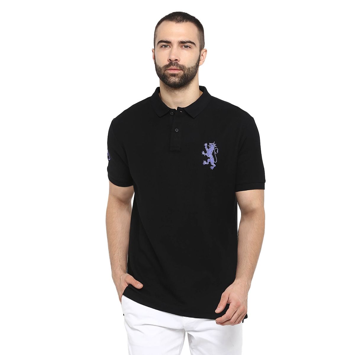 Buy Red Tape Black Half Sleeves Polo T-Shirt Online