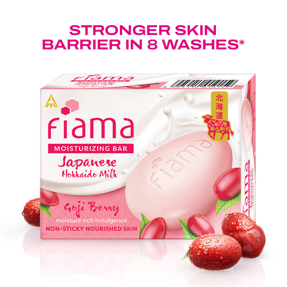 Fiama Skin Barrier Strengthening Moisturizing Soap Bar Japanese Hokkaido Milk, Goji Berry