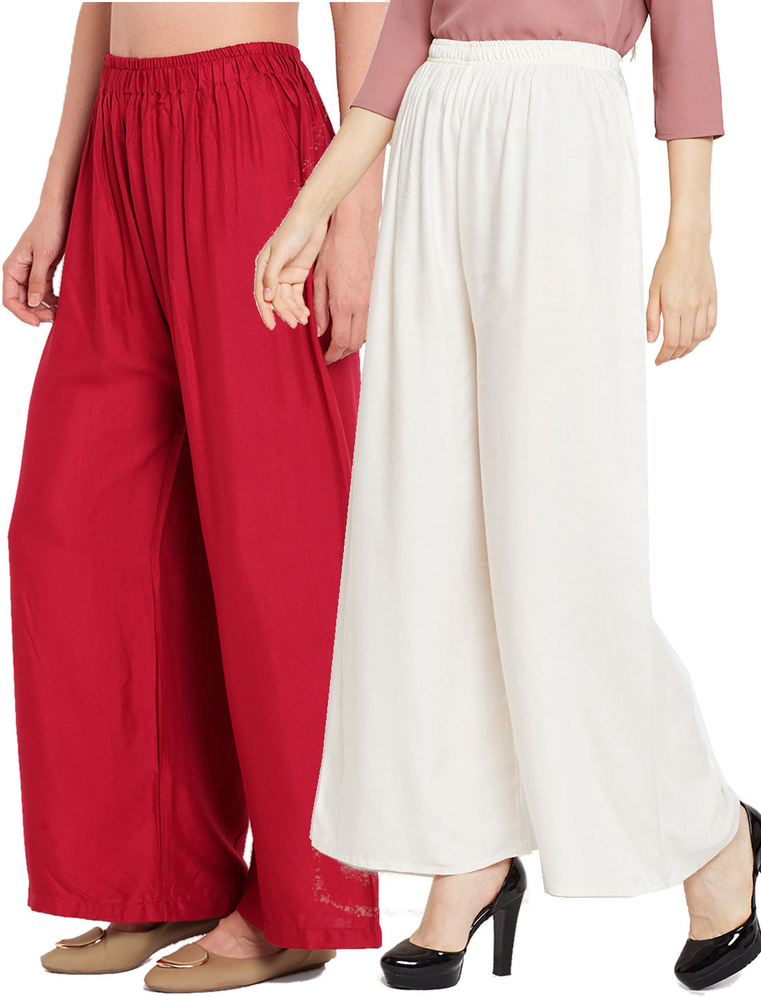 Buy Vero Moda women regular leg haley wide leg palazzo pants charcoal green  combo Online | Brands For Less
