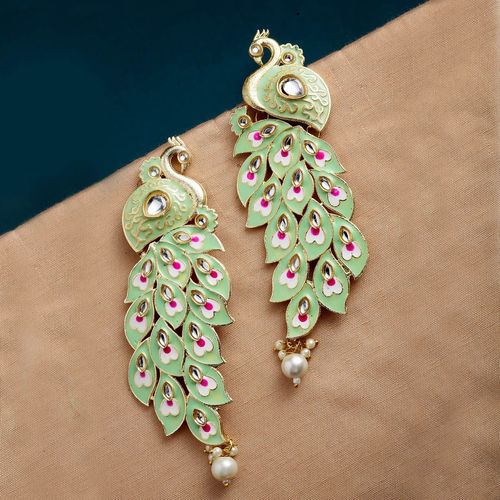 Buy PANASH Multicolored Gold Plated Kundan Stone Peacock Shaped