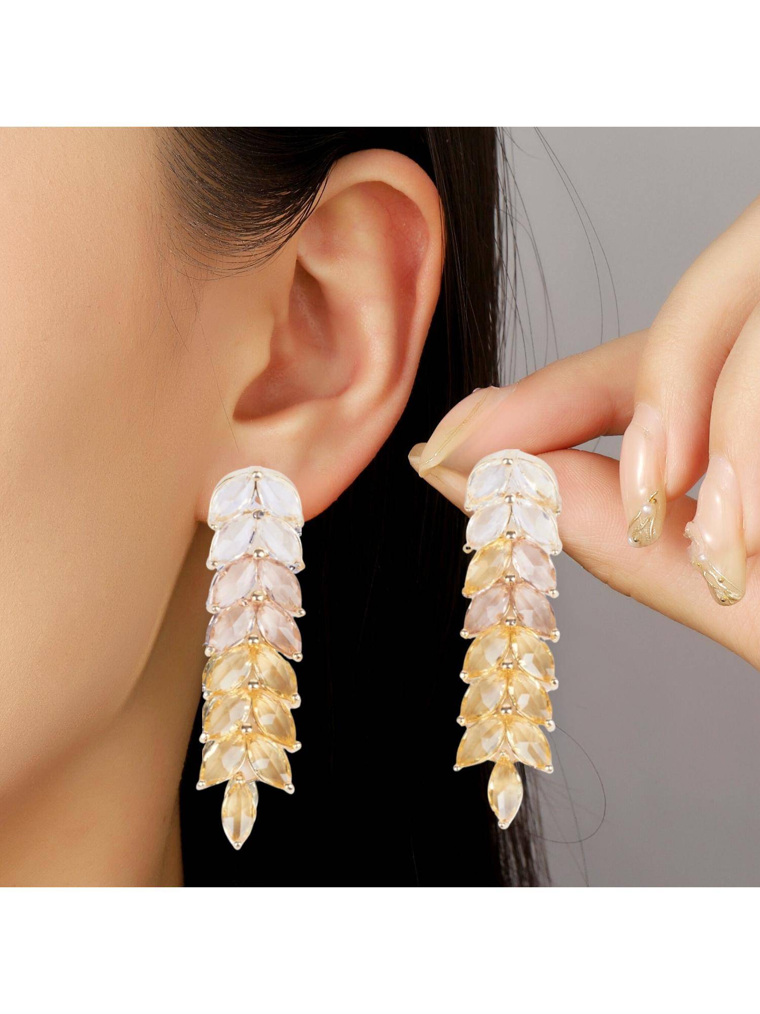Salty Leaf Golden Tassel Earrings - Yellow