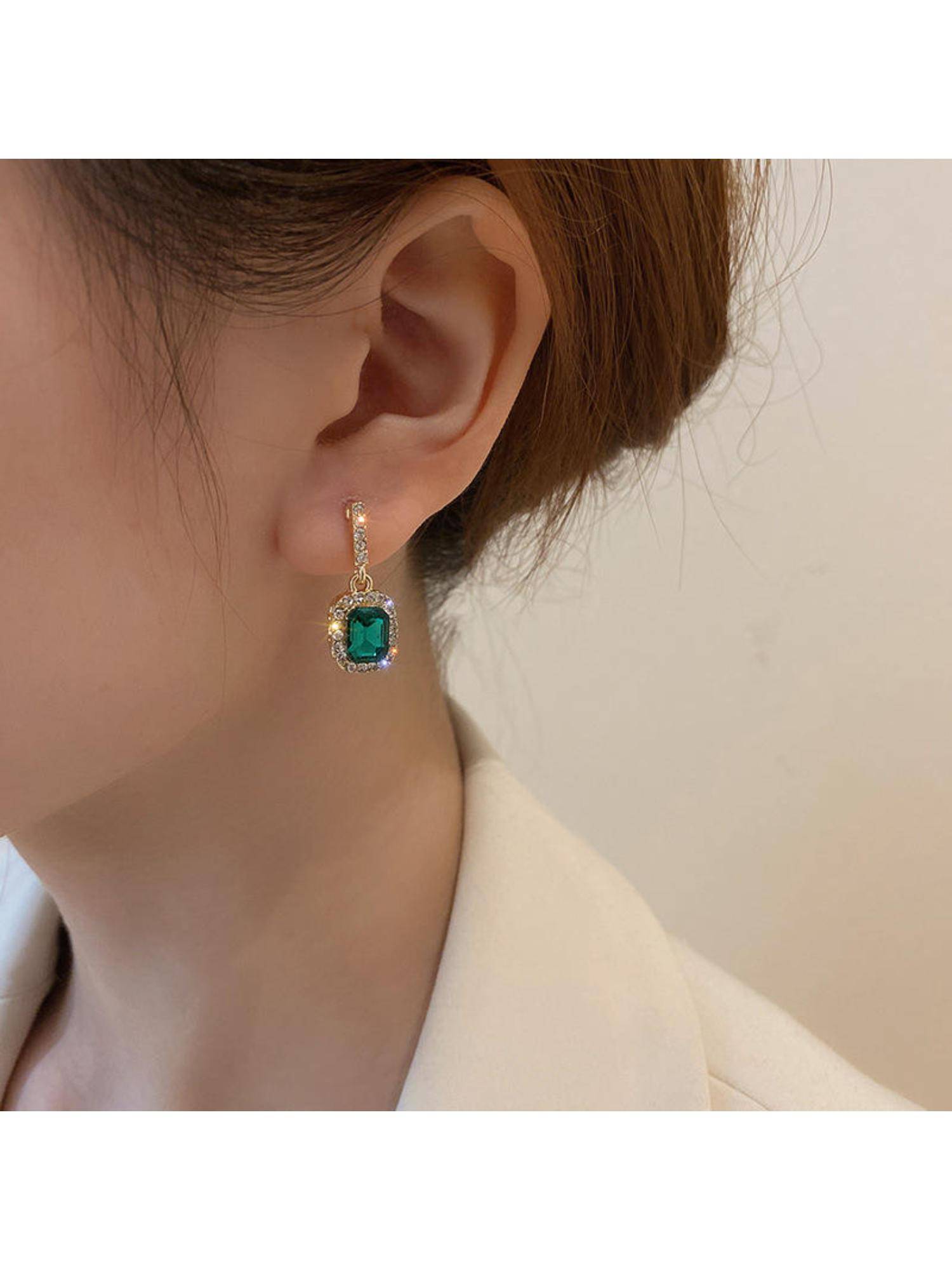 Salty Emerald Glow Halo Drops Earrings
