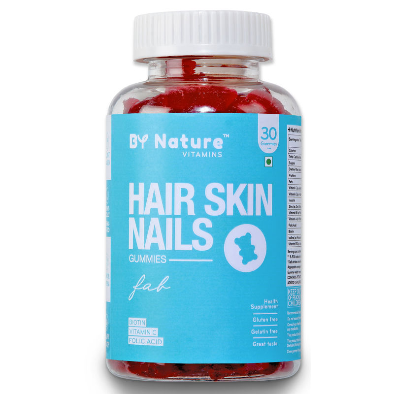 By Nature Hair Skin Nails Gummies with Biotin, Folic Acid & Vitamins