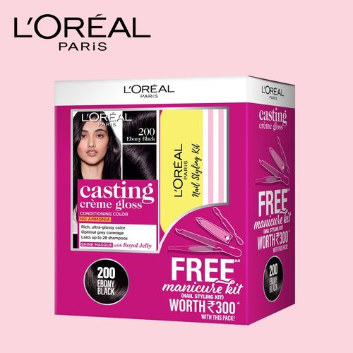 L Oreal Paris Casting Creme Gloss Hair Colour 200 Ebony Black With Manicure Kit Free Buy L Oreal Paris Casting Creme Gloss Hair Colour 200 Ebony Black With Manicure Kit Free Online L'oreal paris casting crème gloss 200 ebony black hair colour dye. l oreal paris casting creme gloss hair colour 200 ebony black with manicure kit free