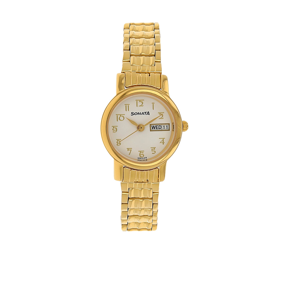 Buy Sonata White Dial Golden Stainless Steel Strap Watch Online