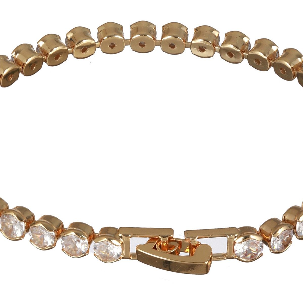 Buy Priyaasi Round Link American Diamond Gold-Plated Bracelet Online