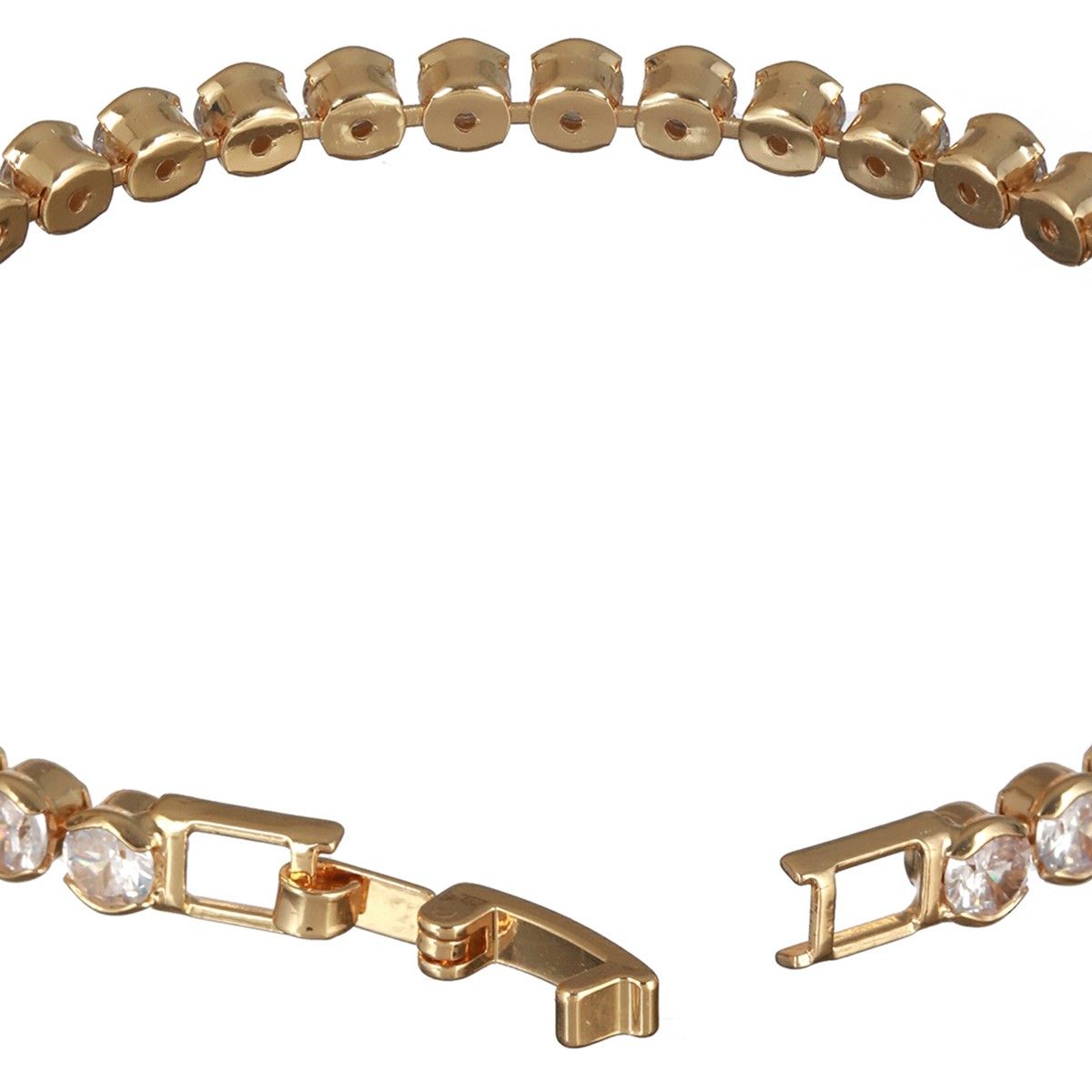 Buy Priyaasi Round Link American Diamond Gold-Plated Bracelet Online