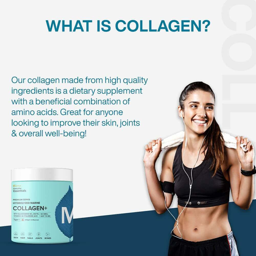 MyFitFuel Hydrolyzed Marine Collagen+ Hyaluronic Acid Biotin Vitamin C ...