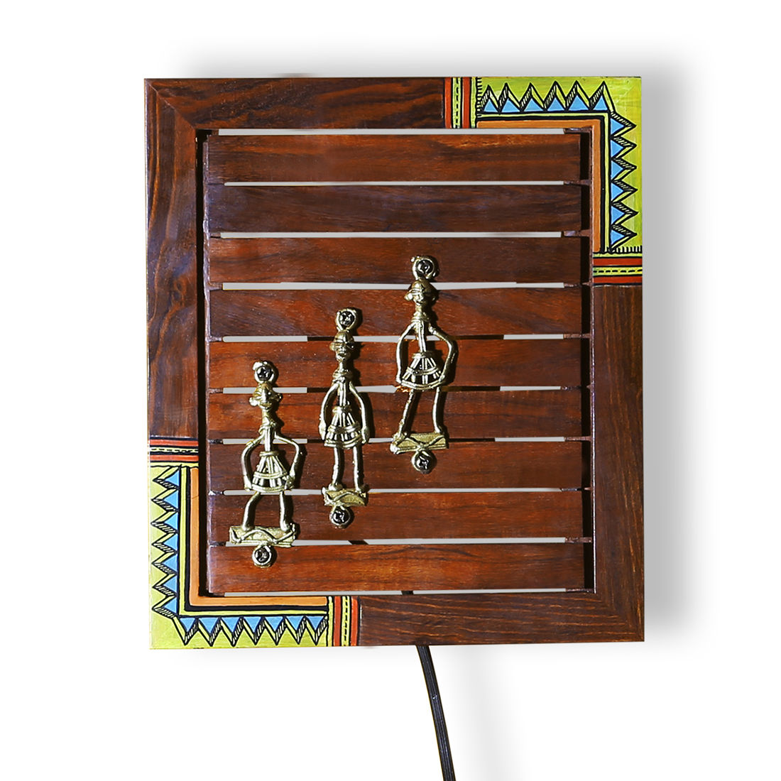 ExclusiveLane Light In A Box' Sheesham Wood Wall Lamp With Dhokra Art