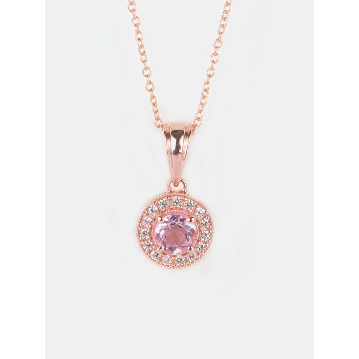 Shaya by CaratLane Rouge Glow Pendant Necklace In Rose Gold Plated 925