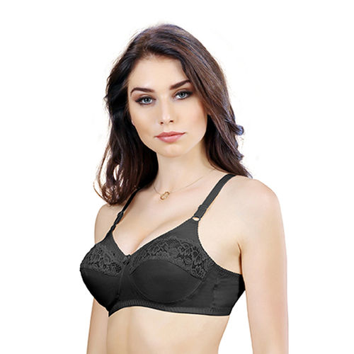 Buy Groversons Paris Beauty Women's Cotton Non Padded Non-Wired Push-up Bra  (CHANDERKIRAN_Black_34) at