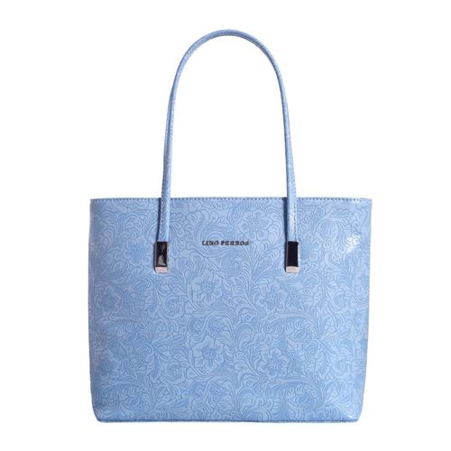 Lino Perros Textured Tote Bag For Women (Blue, FS)