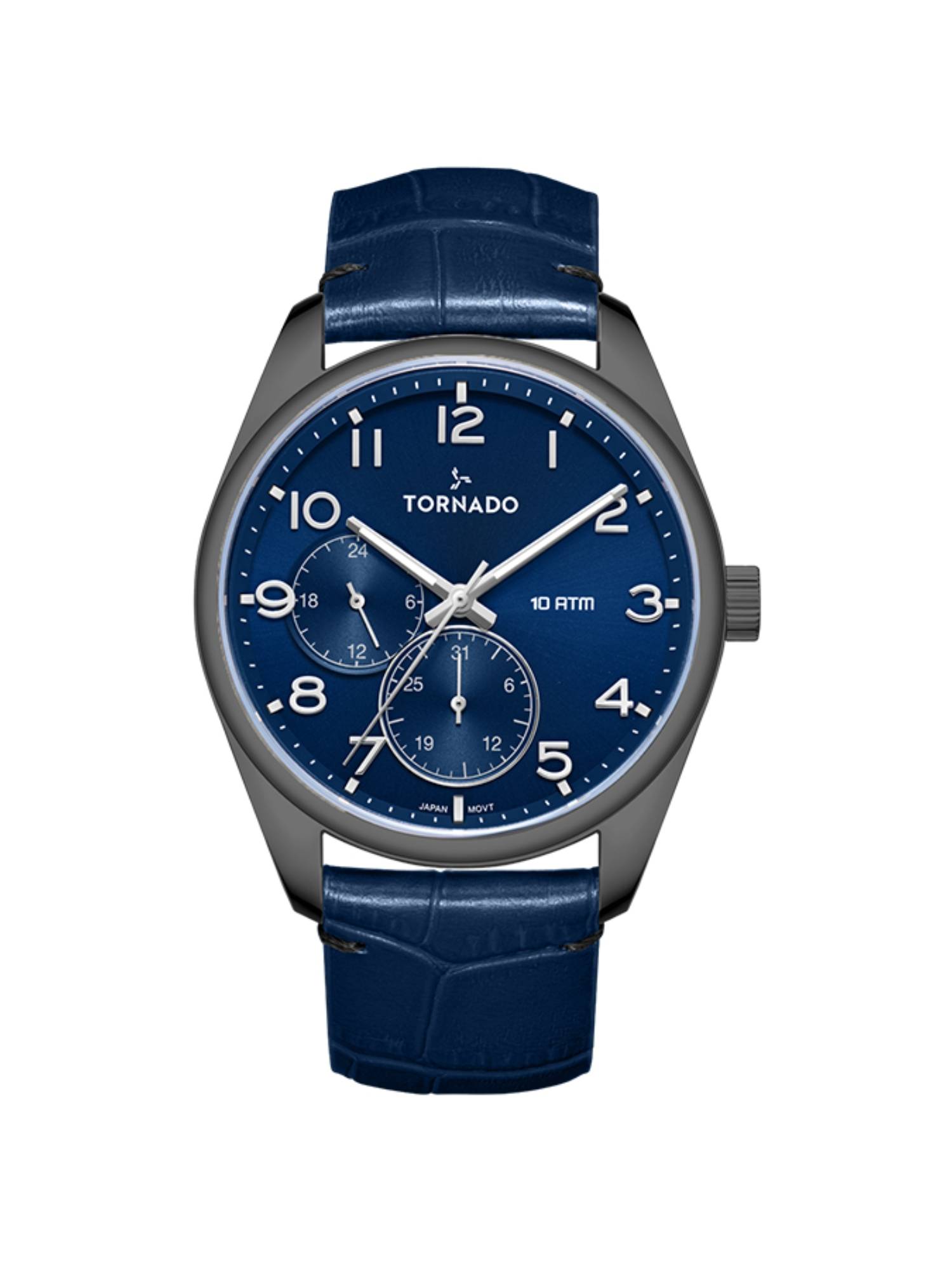 Tornado Men Analog Round Leather Blue Watch-T25102-XLNN (M)