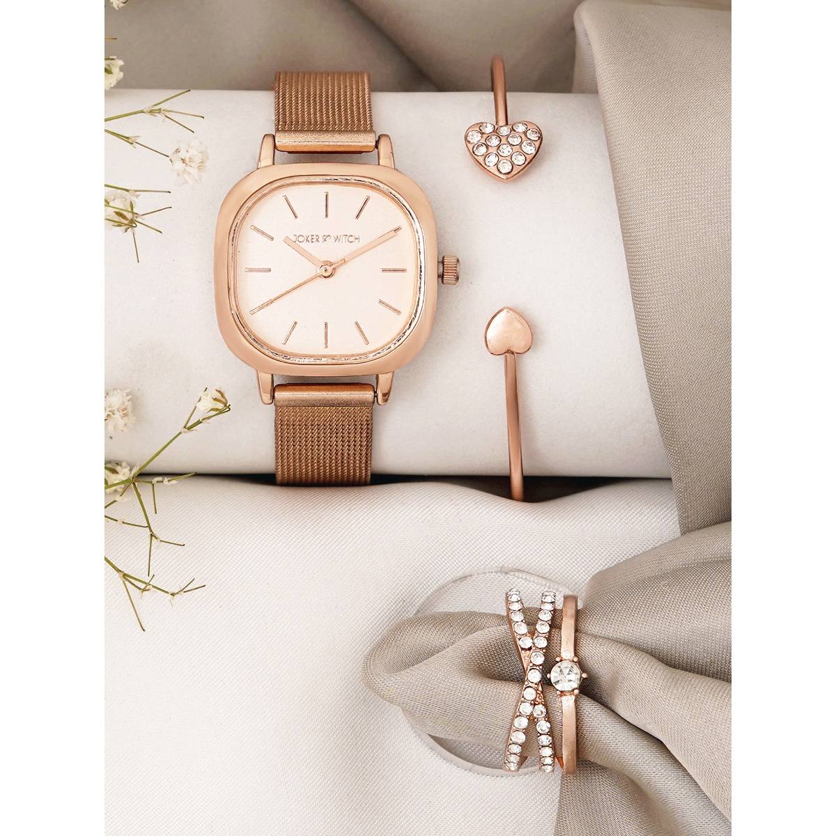 Joker & Witch Beige Brooke Love Triangle Watch (Set of 3)