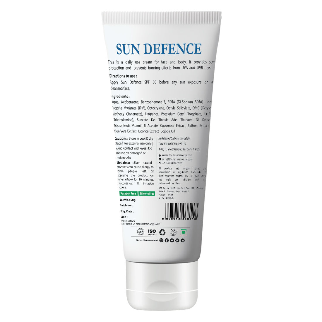 Tnw The Natural Wash Sun Defence Sunscreen Spf 50 Uva Uvb Pa Sunblock Suncream Buy Tnw The 1785