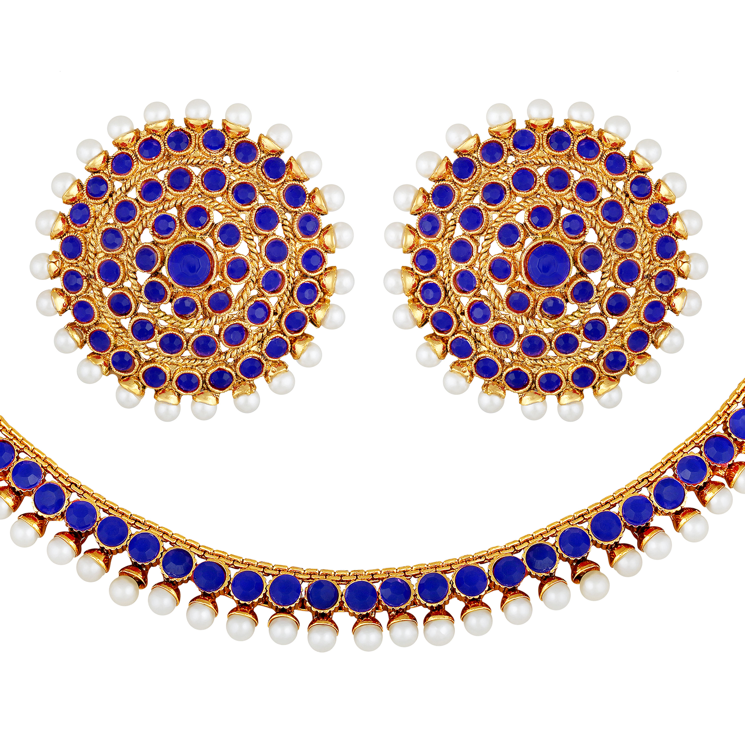 Peora Gold Plated Stylish Blue Stone 