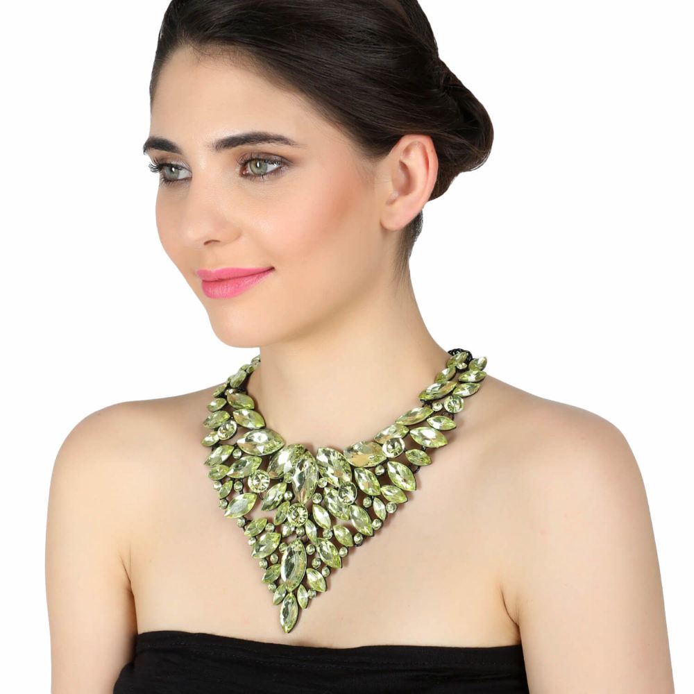 Buy Lime Green Statement Necklace  Earrings Lime Green Jewelry Online in  India  Etsy