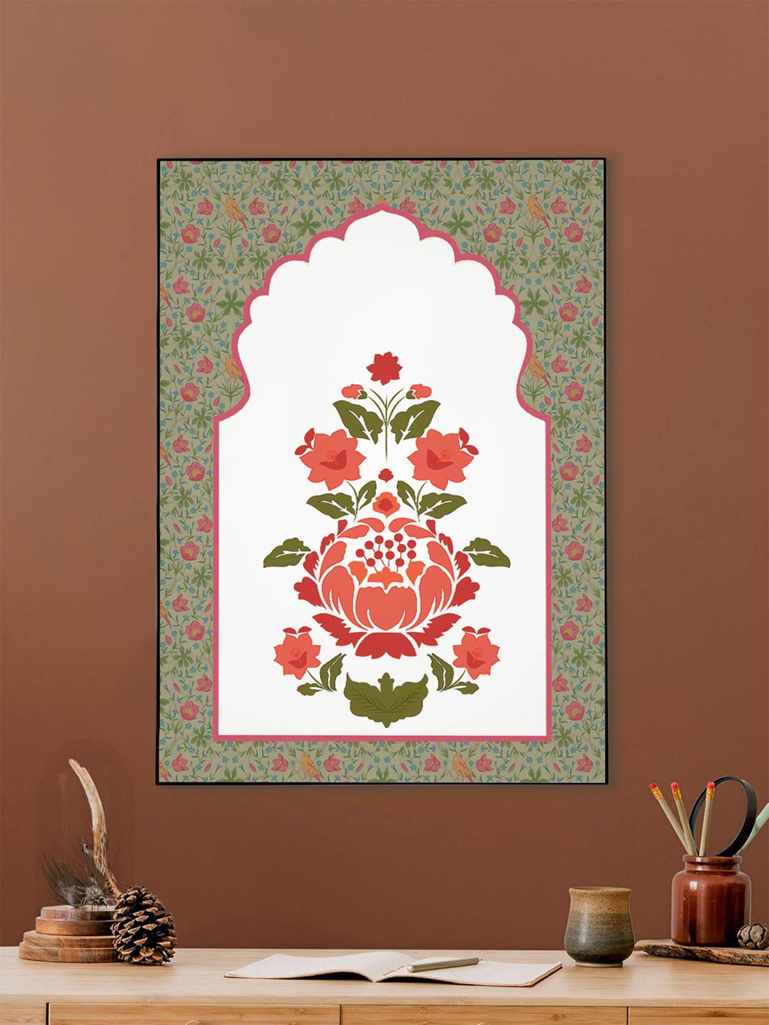 Nestroots A Royal Menagerie Of Blooms Black Frame Wall Painting