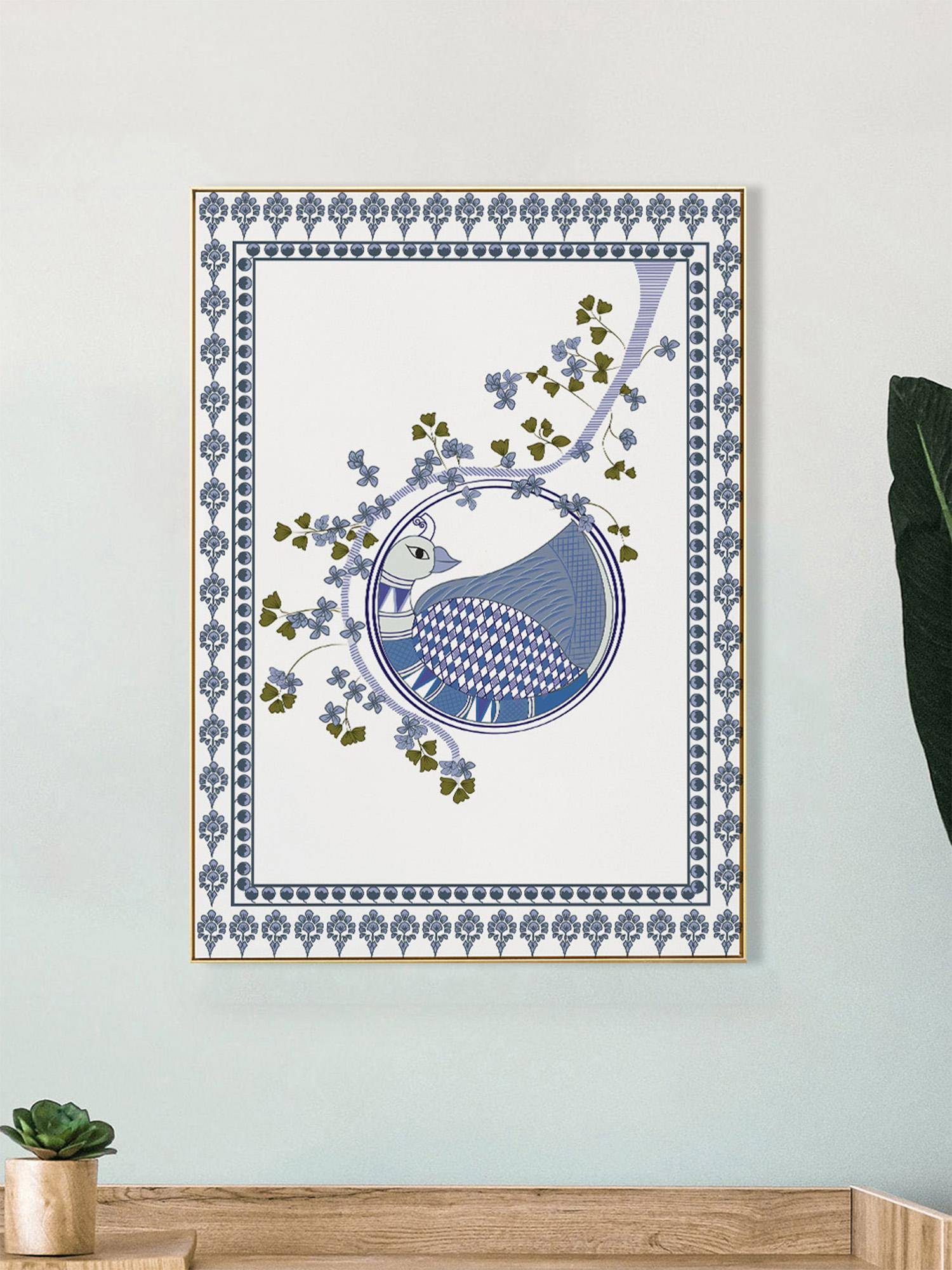 Nestroots Whispers Of The Indigo Moon Gold Frame Wall Painting