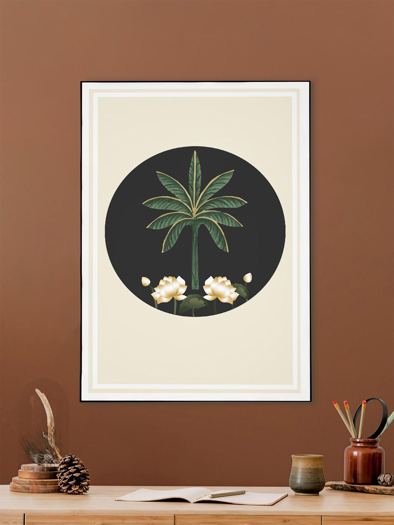 Buy Nestroots Monochrome Palm Tree Canvas Art Printed Black Frame