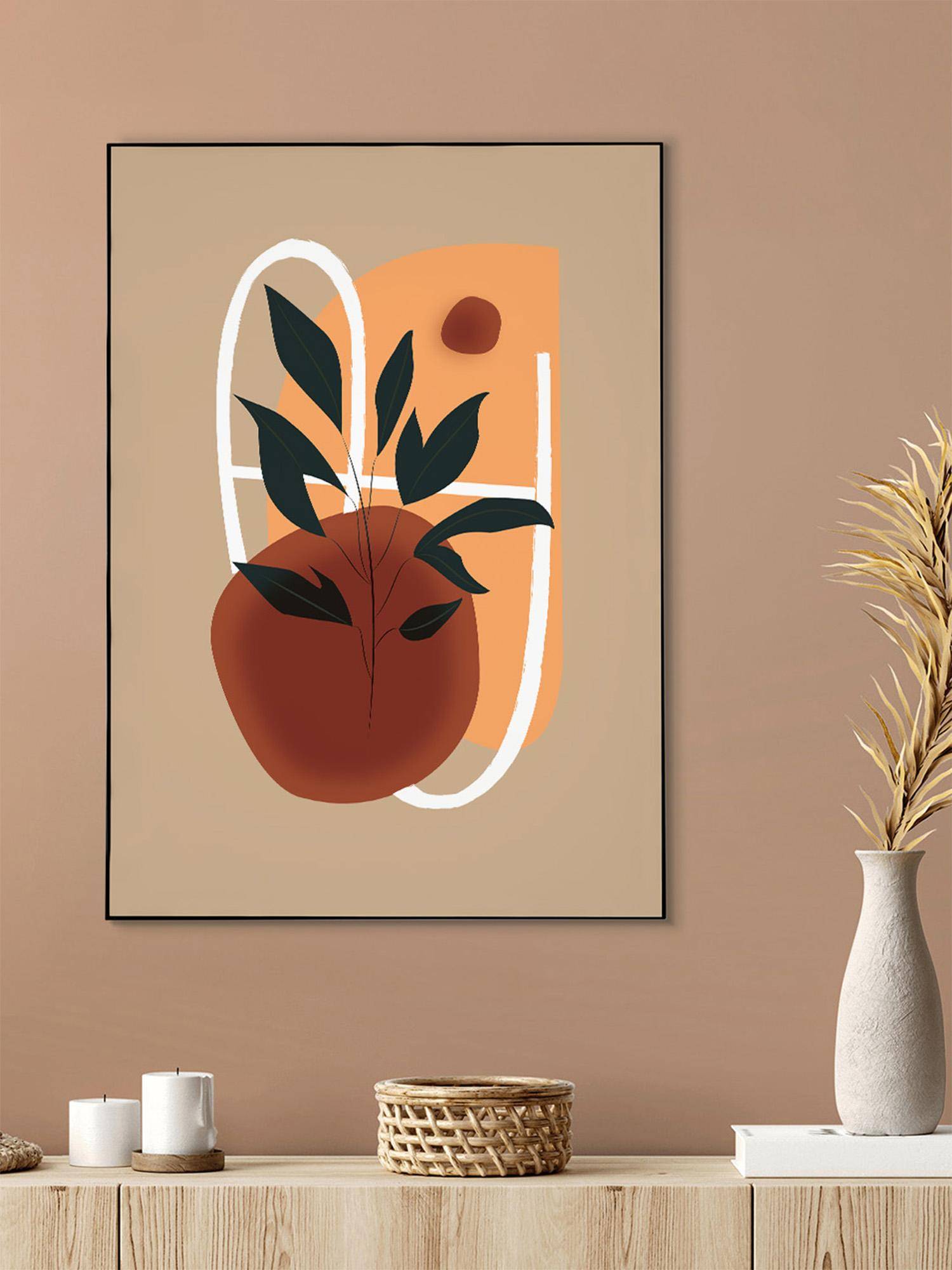 Nestroots Vibrant Floral Leaf Canvas Art Black Frame Wall Painting