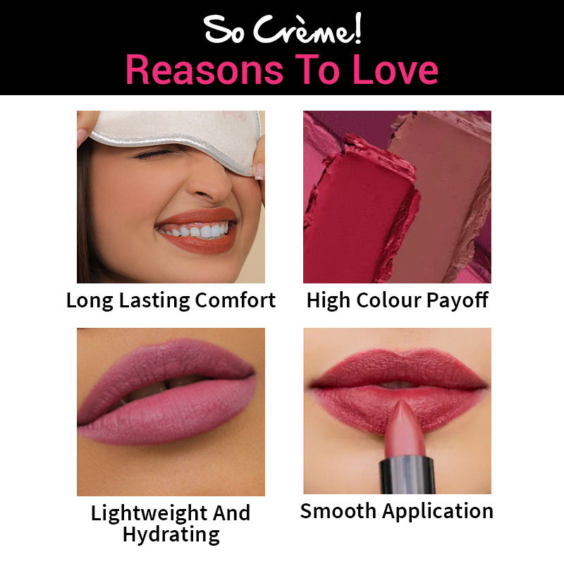 nykaa so creme creamy matte lipstick gossip dose