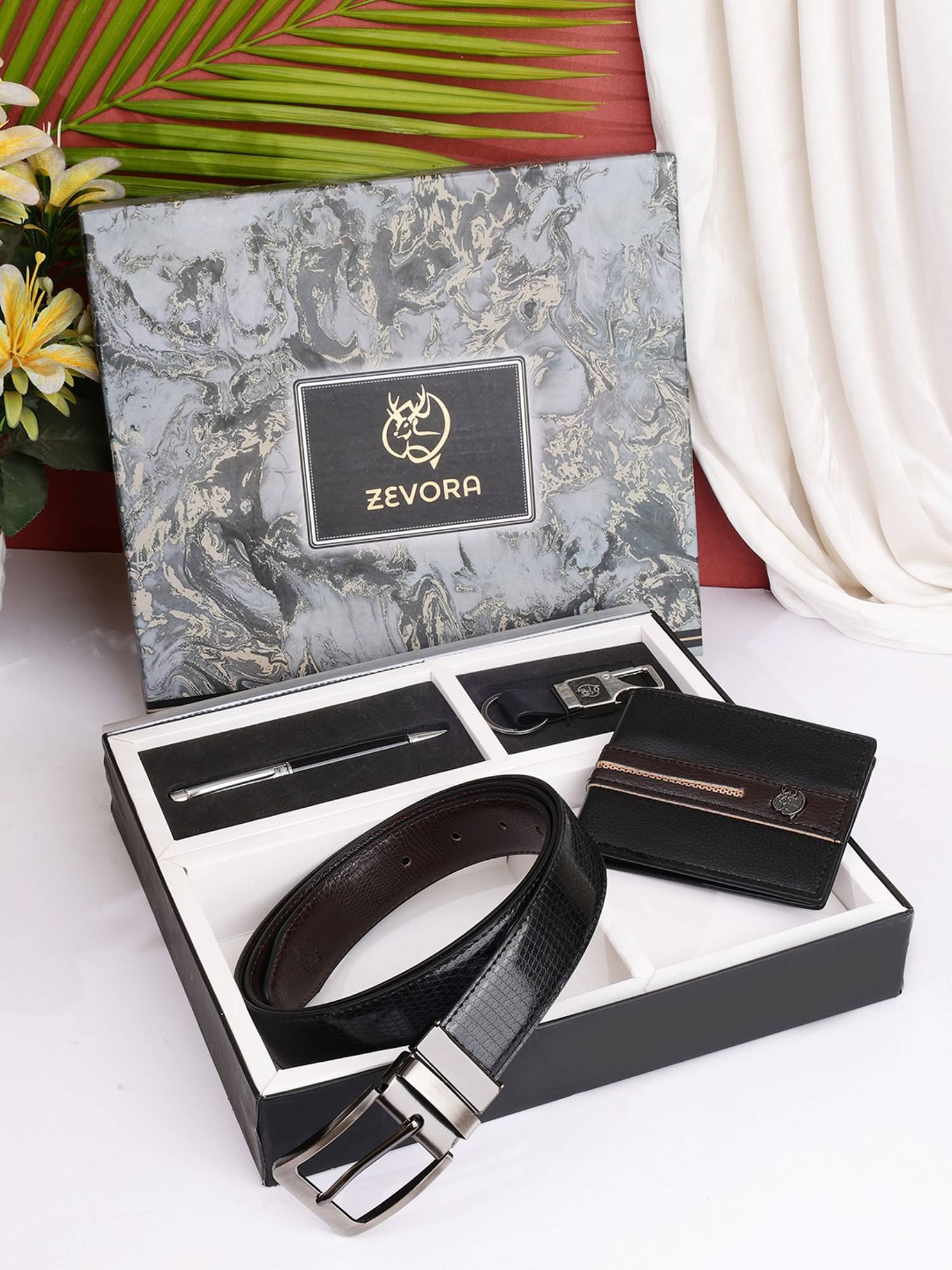 Zevora Buy ZEVORA Men Gift Set With Reversible Black Belt With Wallet Pen ...