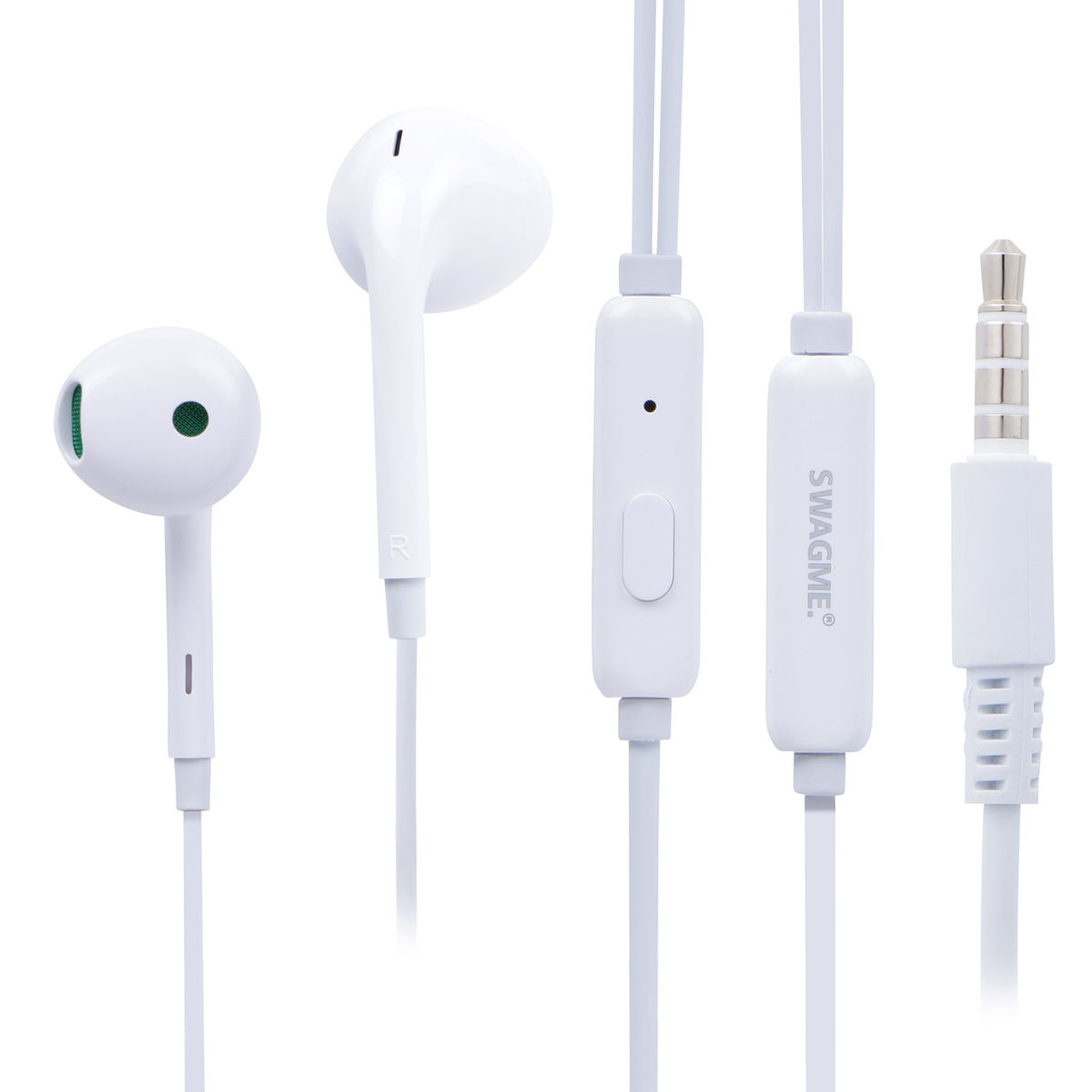 Swagme 14mm Bass IE007 in-Ear Wired Earphones with Mic (White)