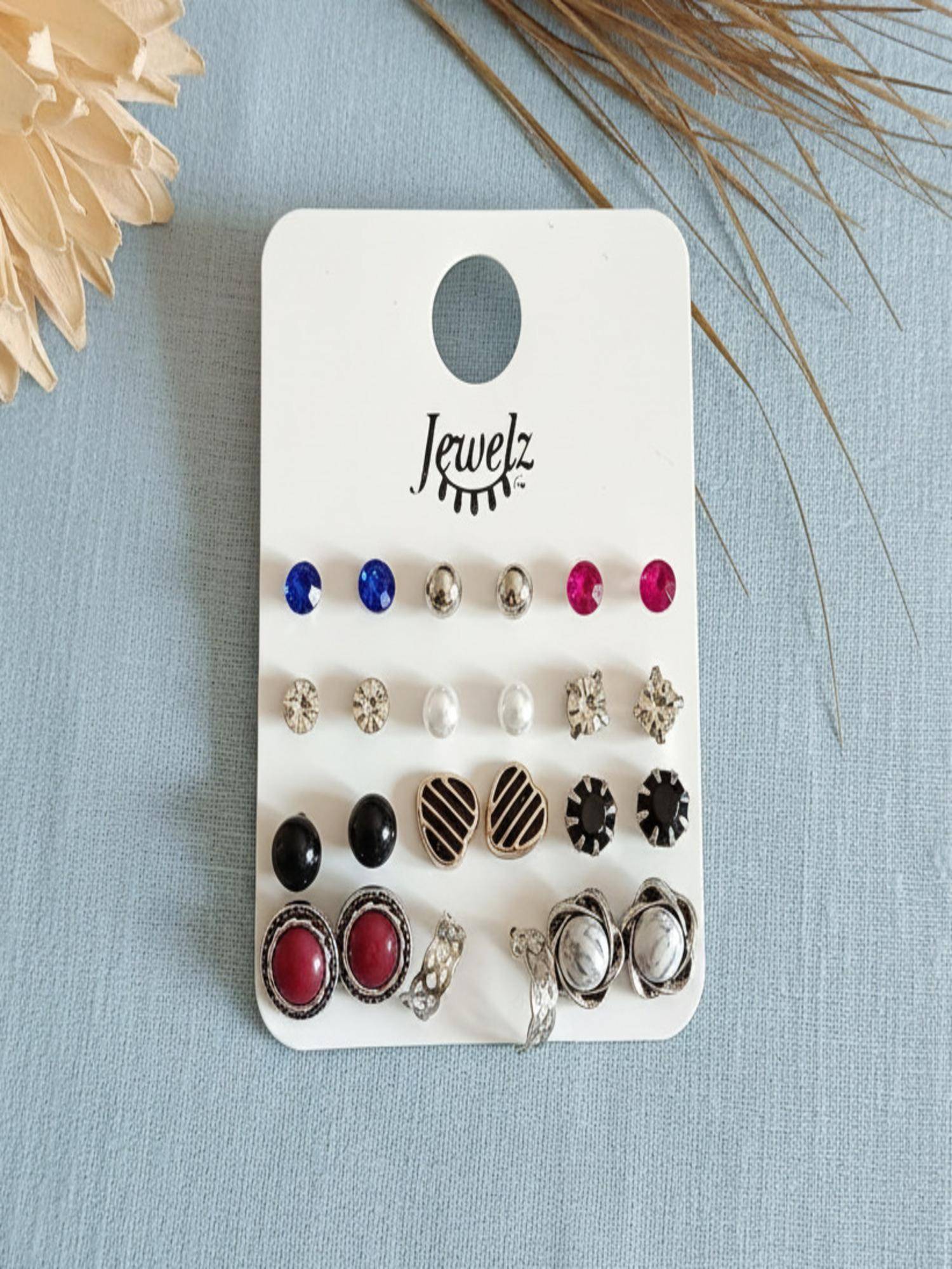 Jewelz Color Pop Earrings For Women (Pack of 12)