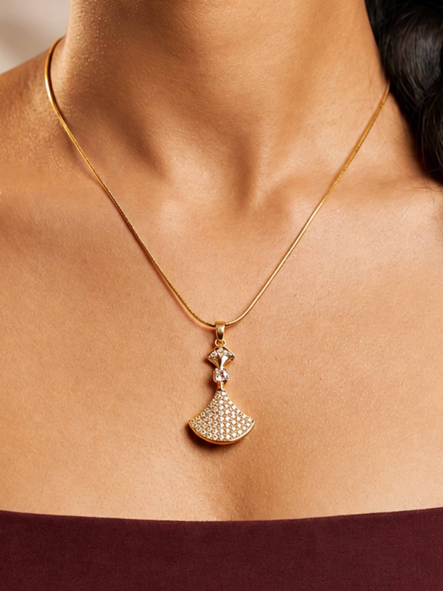 ARTKLIM Luxe Fan Crystal Drop Anti-Tarnish Necklace