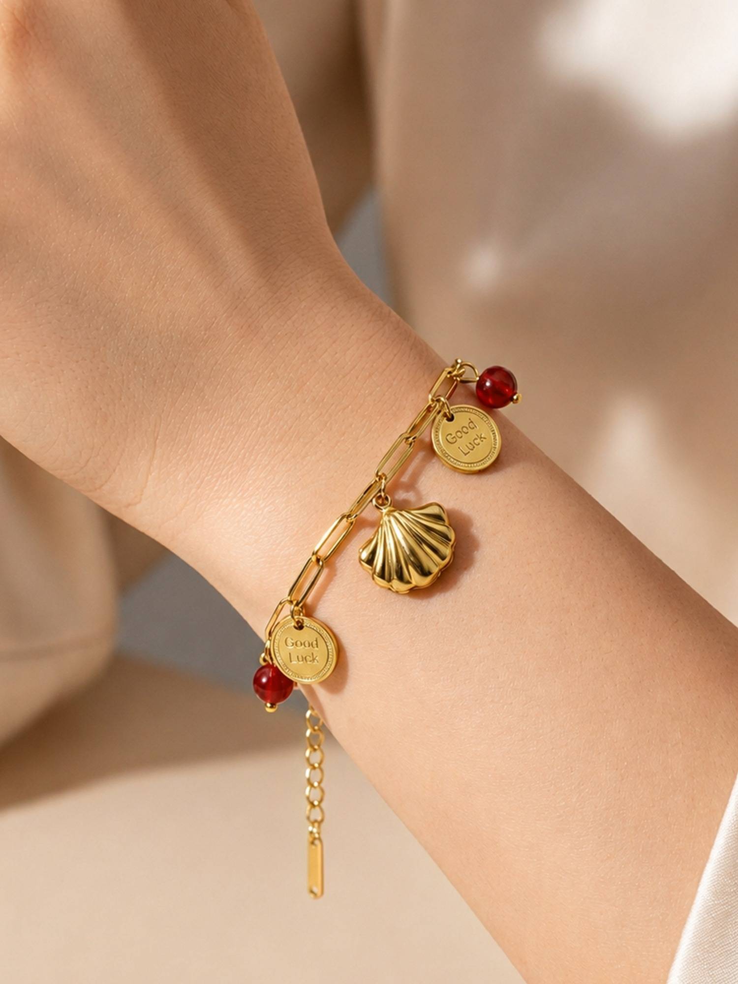 ARTKLIM Good Luck Shell Charm Chain Anti-Tarnish Bracelet