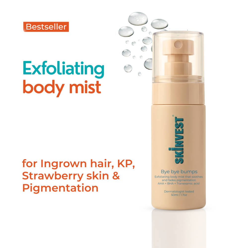 Skinvest Bye Bye Bumps AHA BHA Exfoliating Body Mist for Ingrown Hair, Razor Bumps & KP