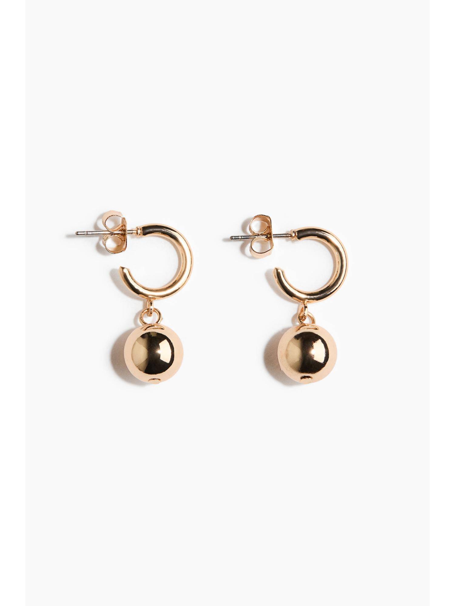 H&M Women Gold Pendant Hoop Earrings