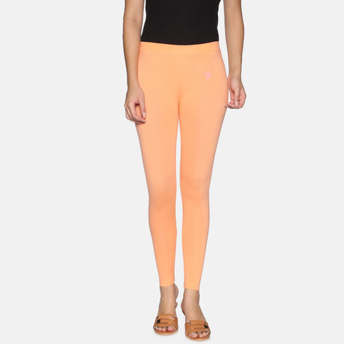 Buy TWIN BIRDS Women Orange Solid Cotton Ankle-Length Leggings