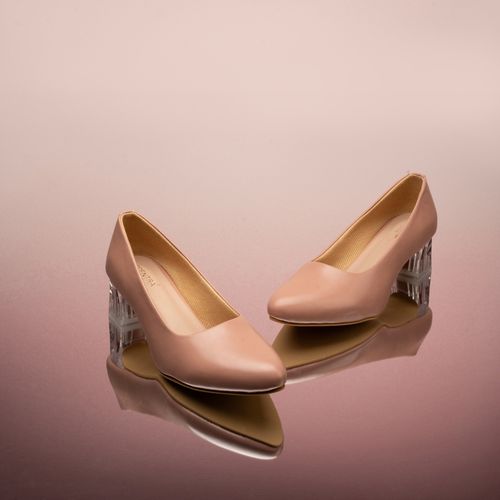 SCENTRA Nude Colour Block Heel Solid Bellies Shoes (EURO 36)