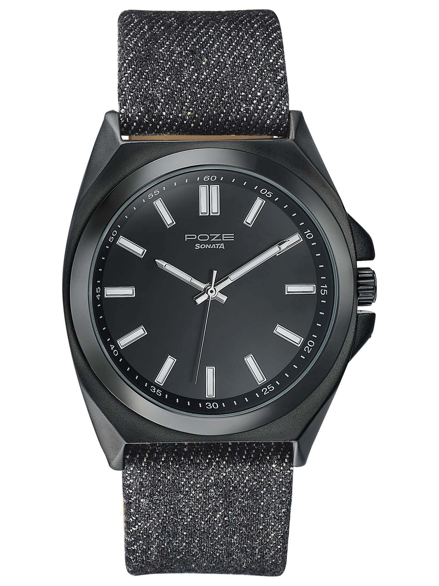 Buy Sonata Poze Drop Quartz Black Round Dial Men's Watch