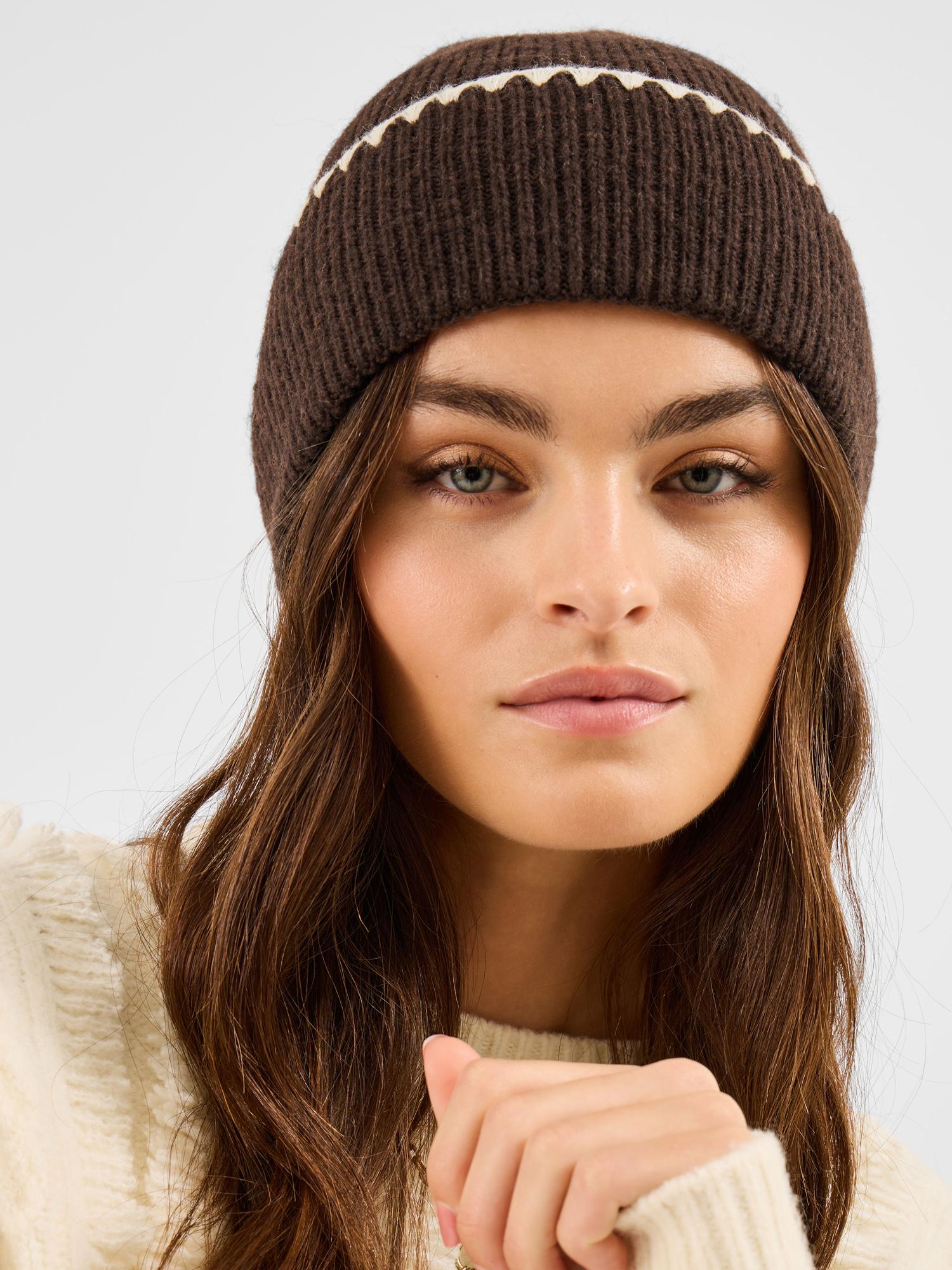 Buy Accessorize London Women Brown Whipstitch Beanie Online