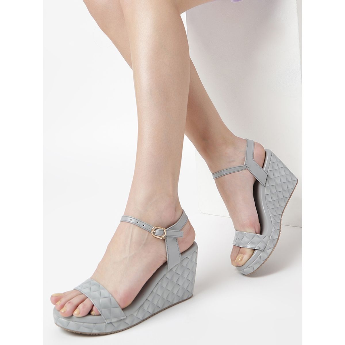 Grey wedge sandals hot sale