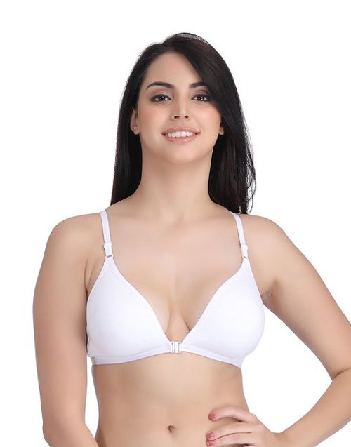 Buy Clovia Cotton Rich Solid Non-Padded Demi Cup Wire Free T-shirt Bra -  White (34B) Online