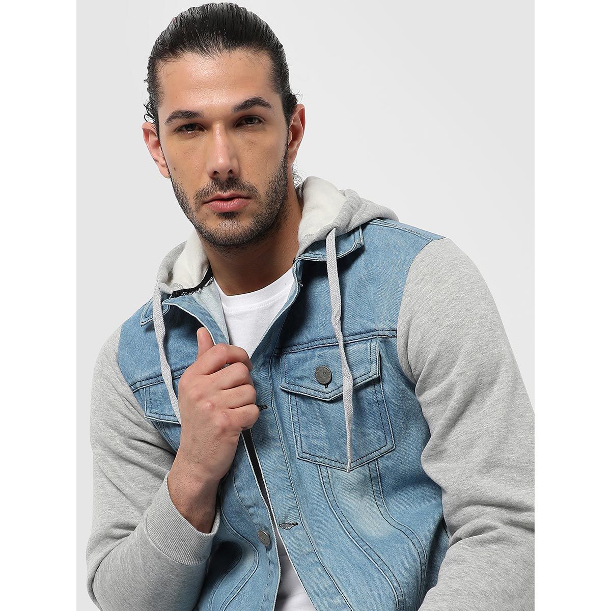 Buy Campus Sutra Men's Medium-Washed Blue & Green Regular Fit Denim Jacket  For Winter Wear | Hooded Collar | Full Sleeve | Buttoned | Casual Denim  Jacket For Man | Western Stylish Denim Jacket For Men Online at Best Prices  in India - JioMart.