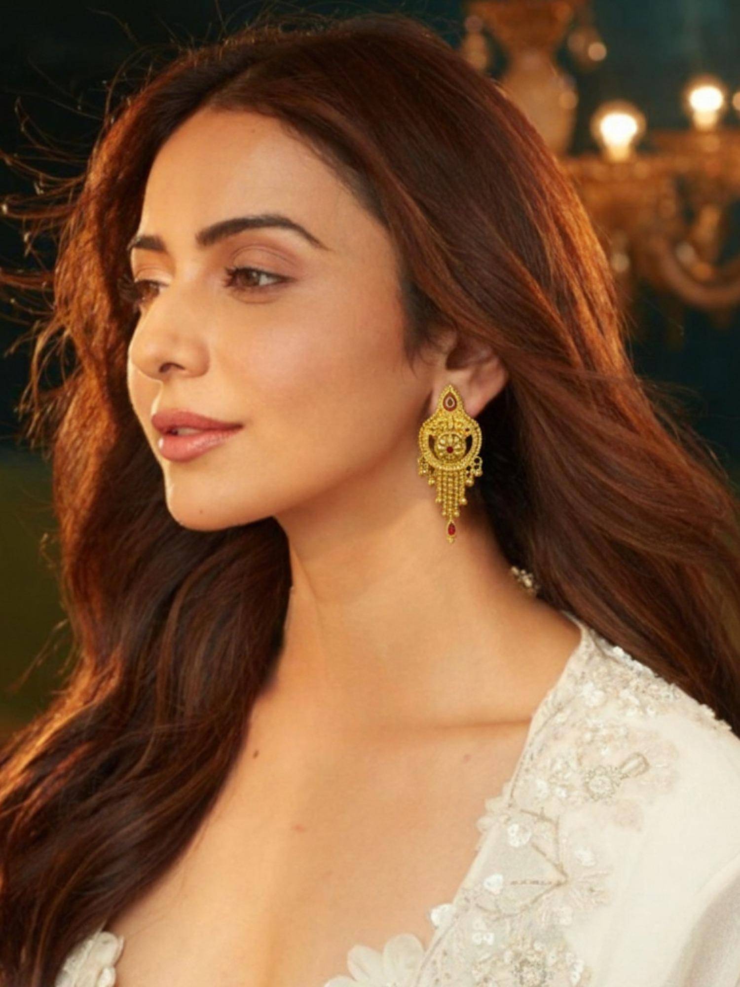 Accessher Women Gold Brass Earrings